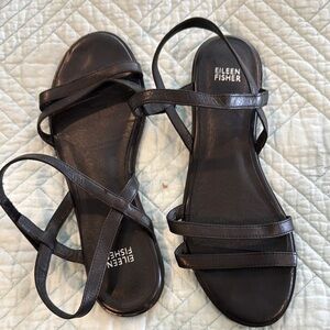 Eileen Fisher black Leather Sandals